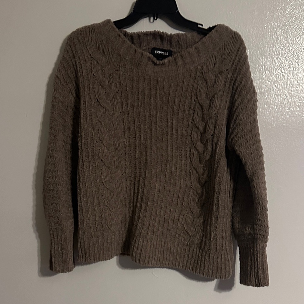 Express Women's Tan Cable Knit Sweater